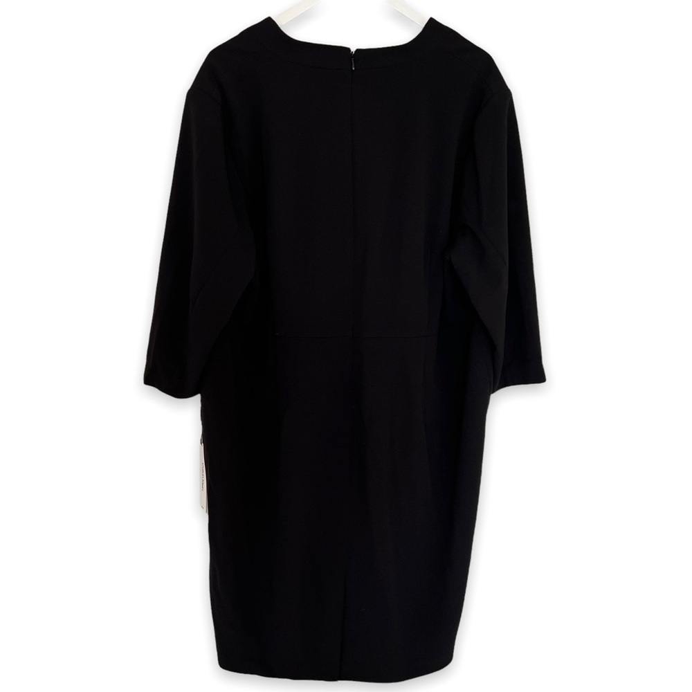 NEW Calvin Klein Black 3/4 Sleeve V Neck Sheath Dress Plus Size 24W - Picture 10 of 11